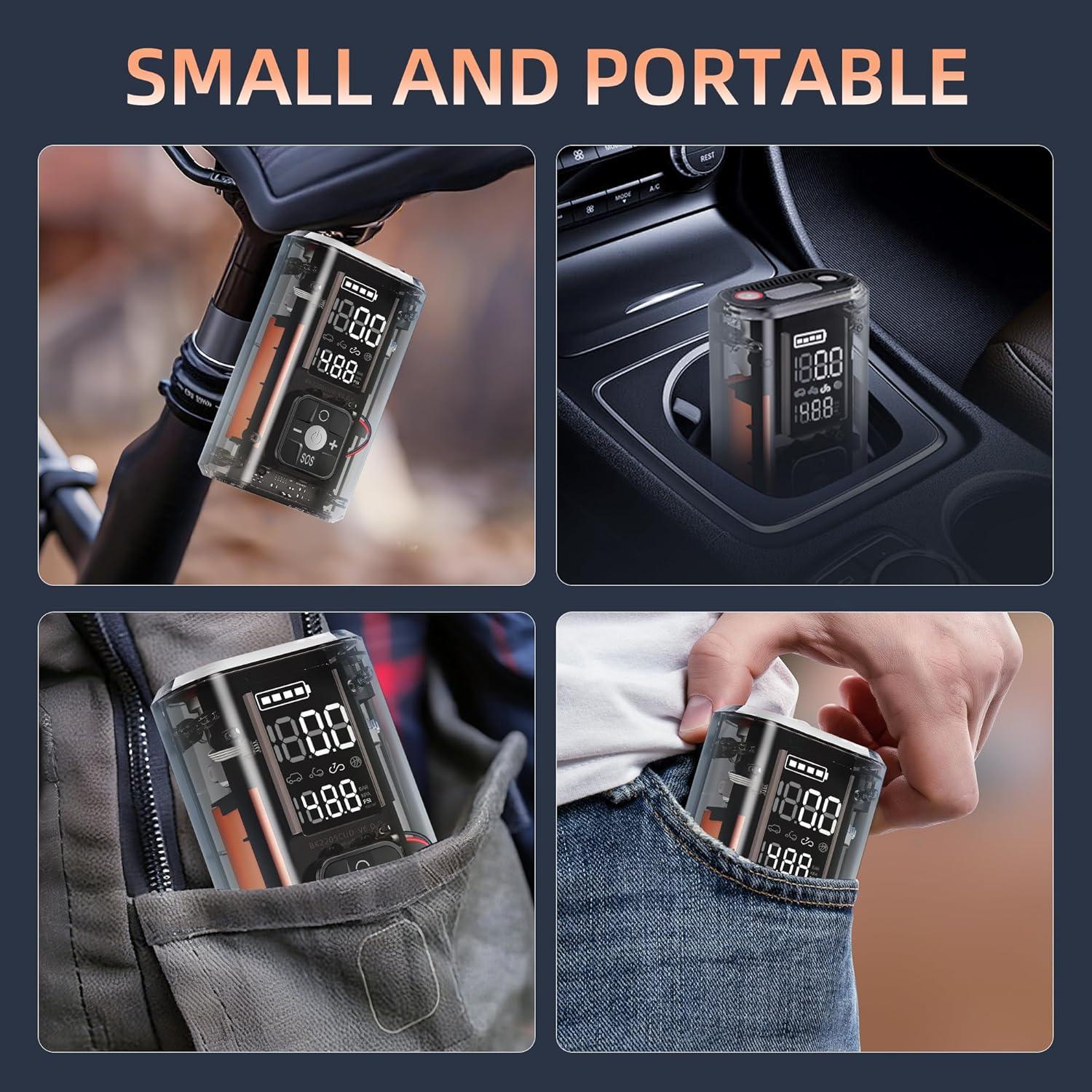 Compresor de Aire Portátil NOBIWA AX-69 150PSI con Luz LED