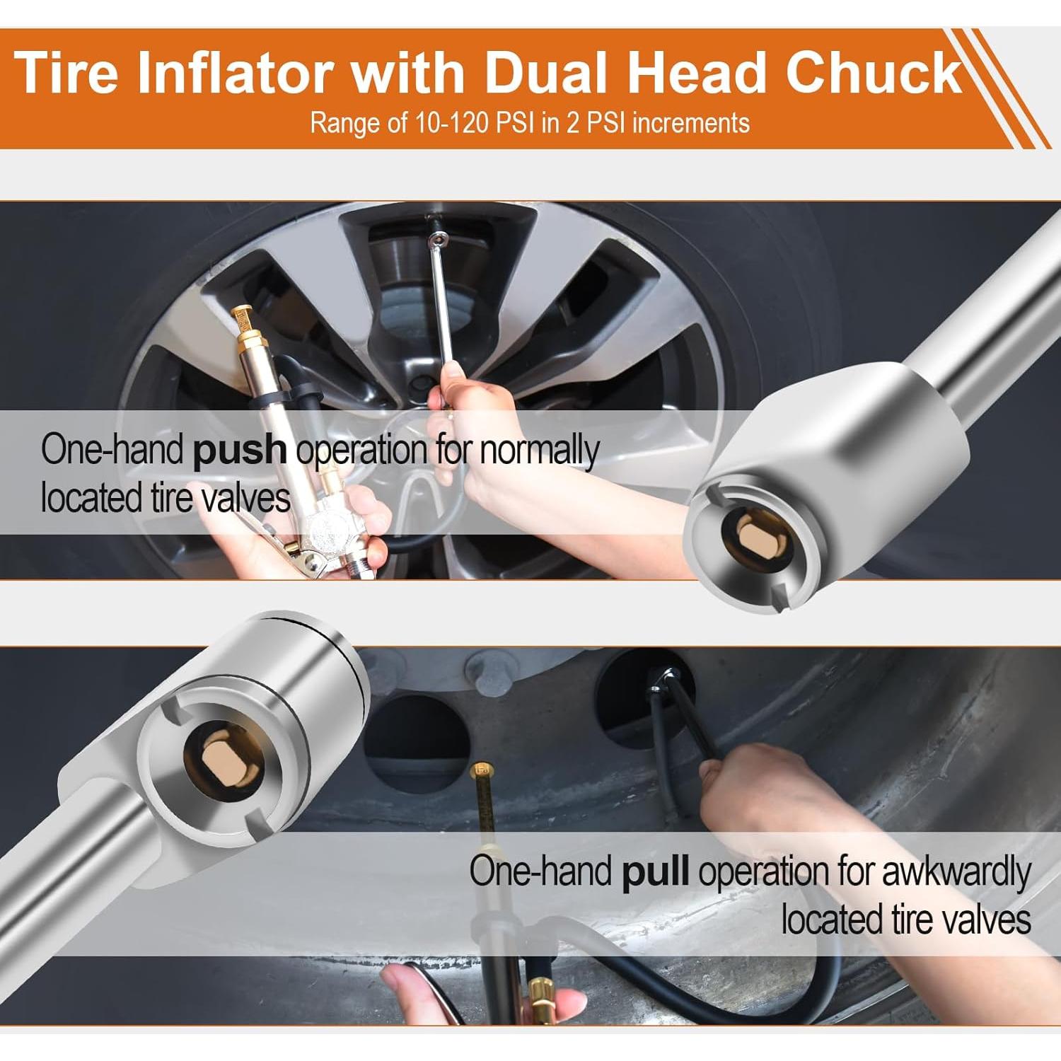 Inflador de Neumáticos SAFELIFE con Manómetro 10-120 PSI