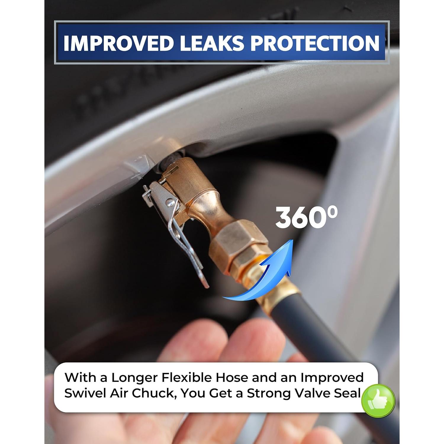 Manómetro de presión de neumáticos Gerchway 100 PSI con inflador