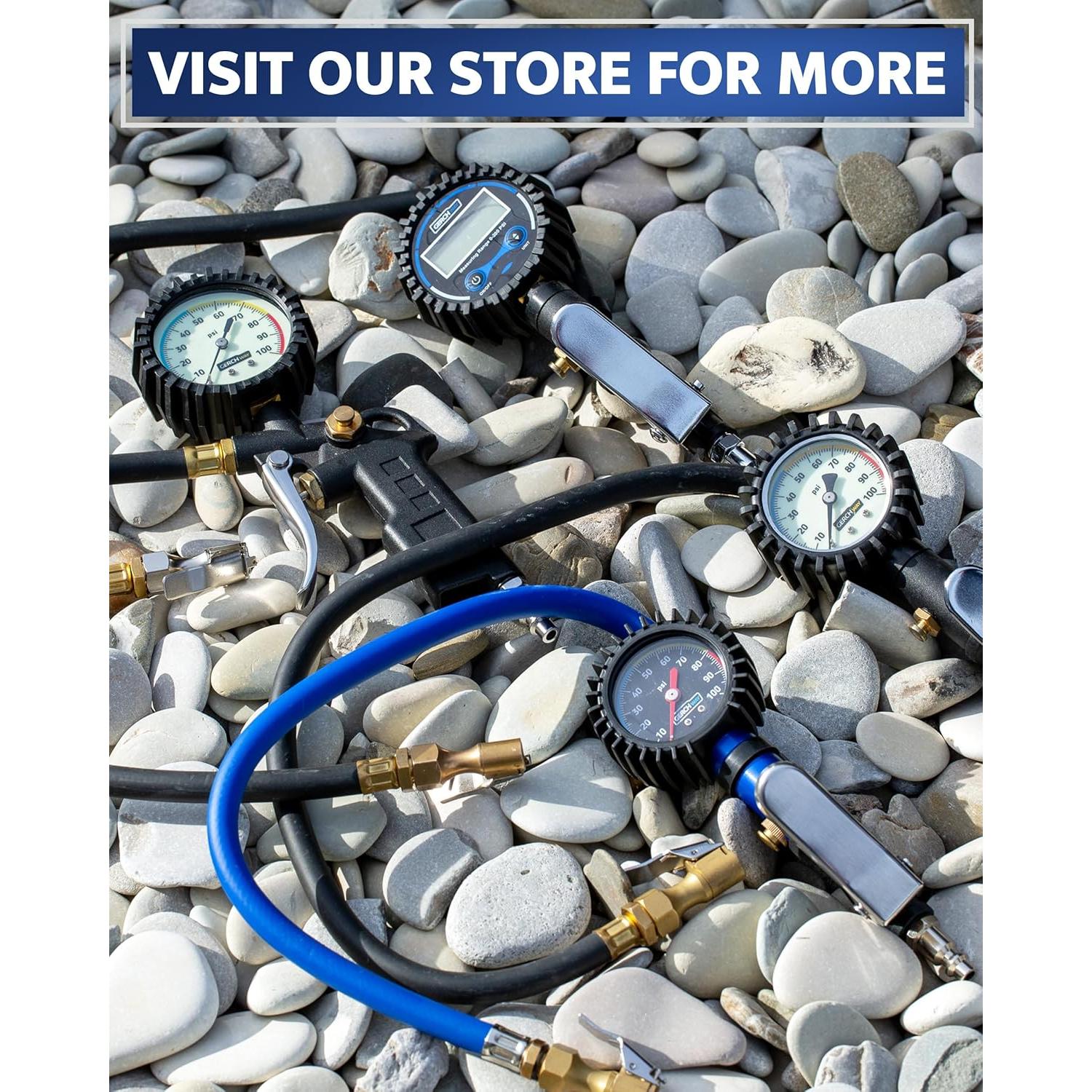 Manómetro de presión de neumáticos Gerchway 100 PSI con inflador