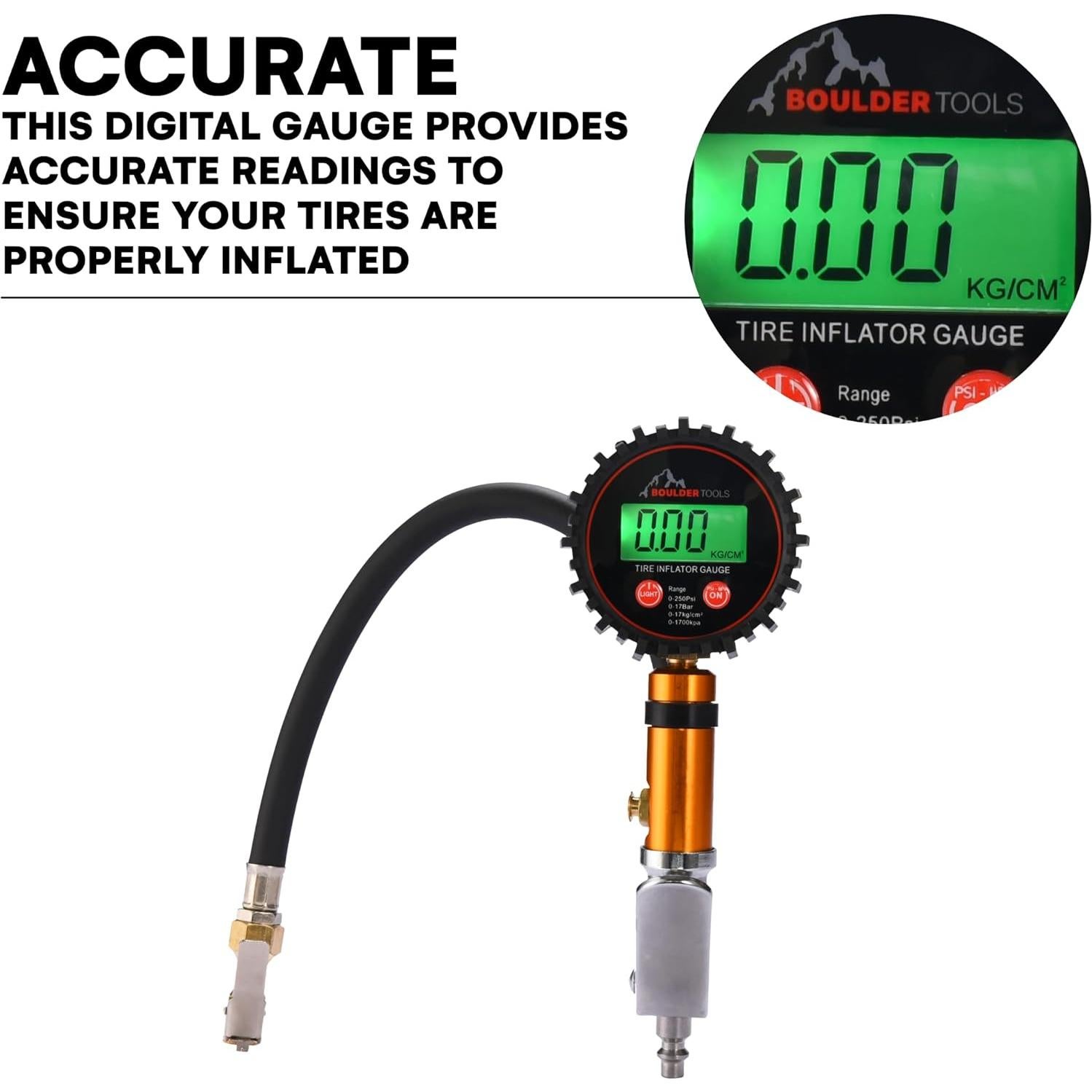 Medidor de Presión de Neumáticos Boulder Tools BOTO-000016 0-250 PSI