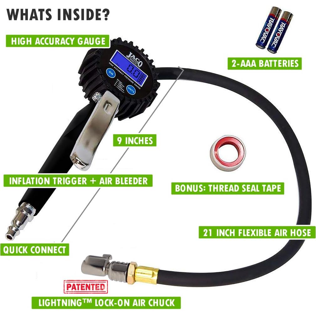 Inflador de Neumáticos Digital JACO FlowPro 2.0 - 200 PSI