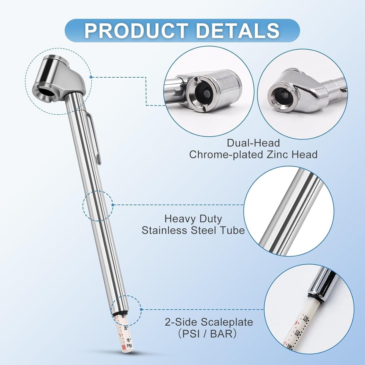 Medidor de Presión de Neumáticos WNCGC 10-120 PSI Doble Cabeza