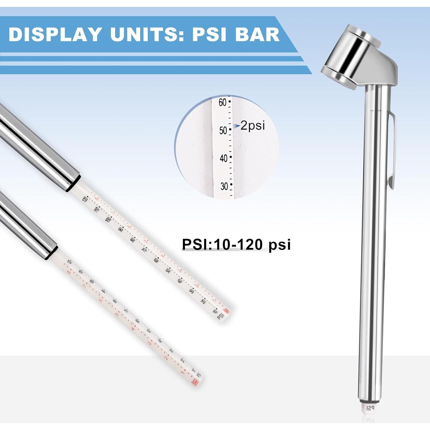 Medidor de Presión de Neumáticos WNCGC 10-120 PSI Doble Cabeza