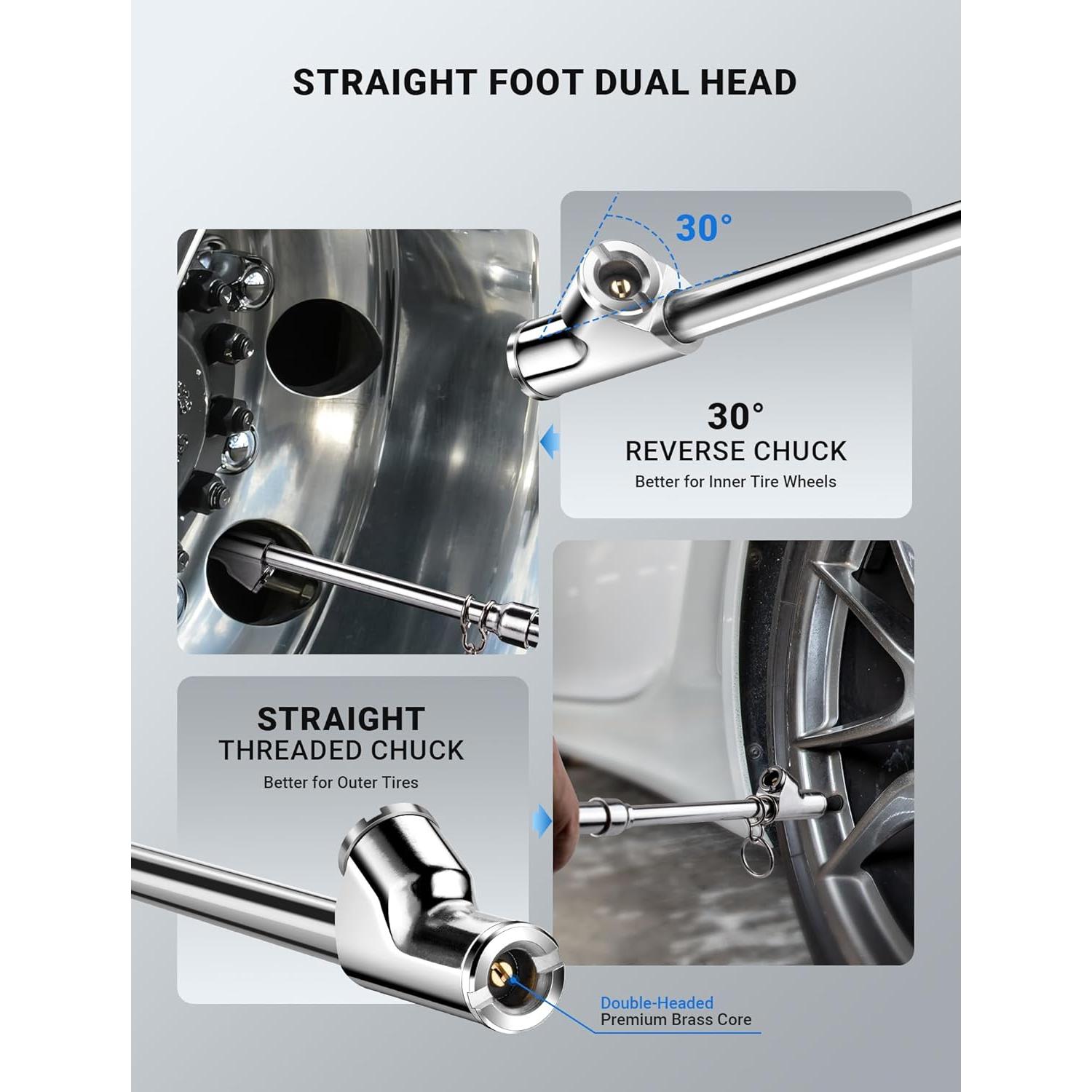 Medidor de Presión de Neumáticos LUMITECO Doble Cabeza 10-150 PSI