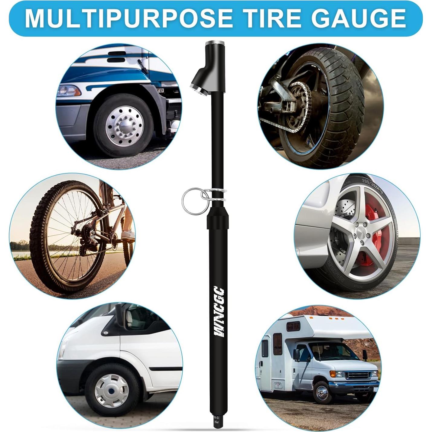 Medidor de Presión de Neumáticos WNCGC Doble Cabeza 0.69-10.34 bar