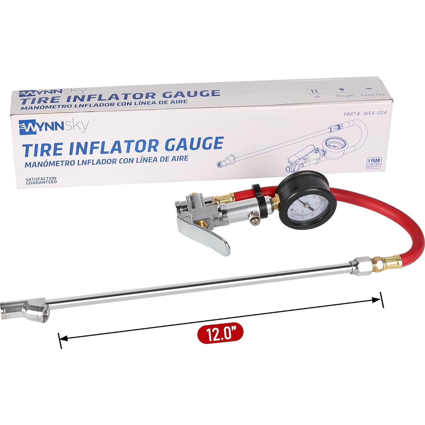 Inflador de Neumáticos WYNNsky con Manómetro 30.48 cm 160 PSI