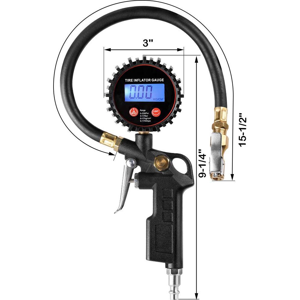 Medidor Digital de Inflador de Neumáticos CZC AUTO 250 PSI