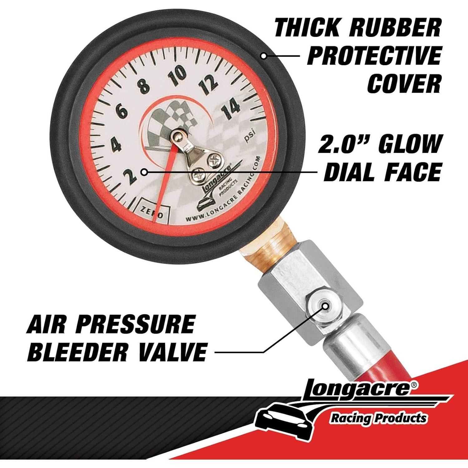 Medidor de Presión de Neumáticos Longacre 0-15 PSI 5.08 cm