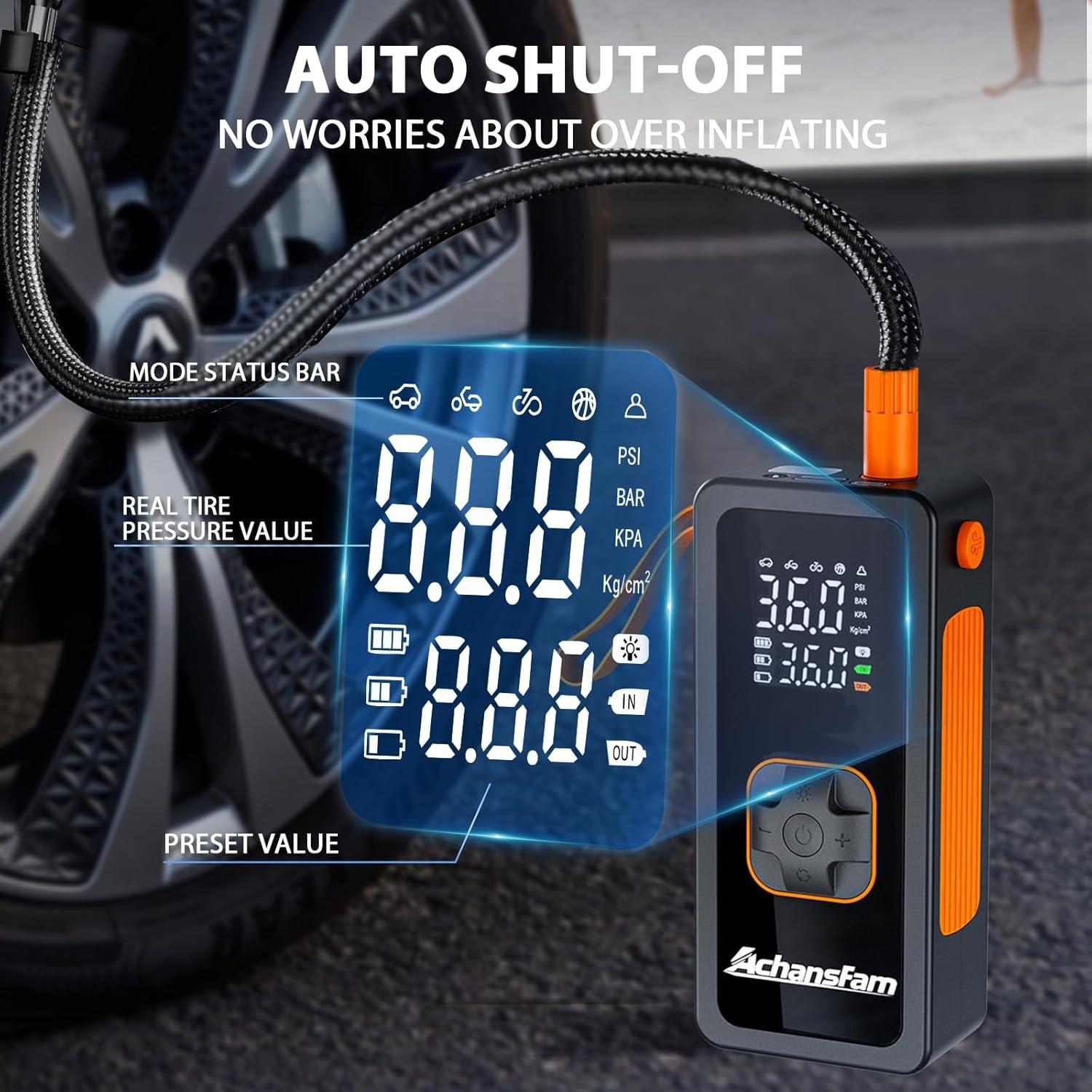 Compresor de Aire Portátil Achansfam 150 PSI con Manómetro Digital