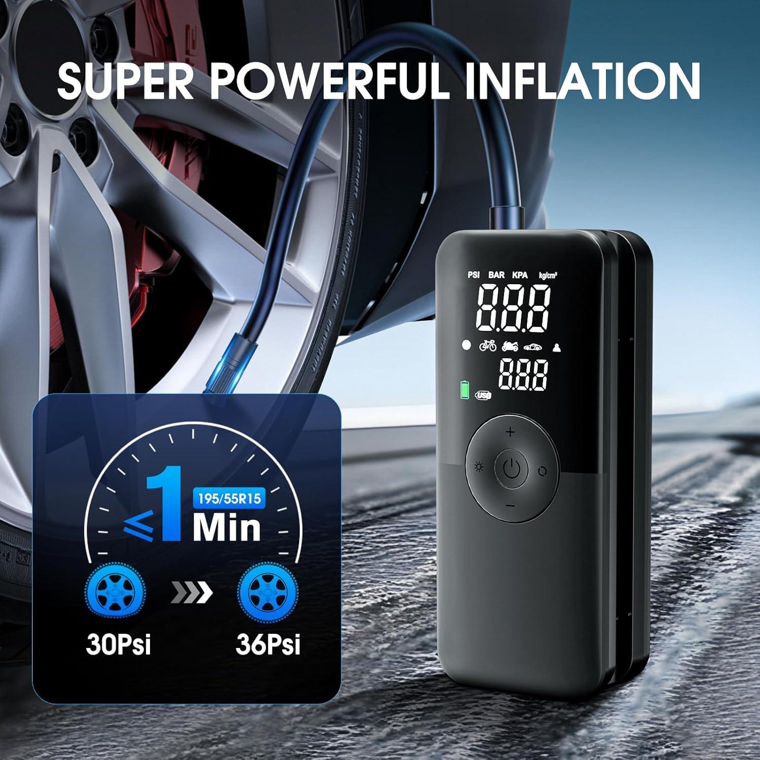 Compresor de Aire Portátil CARSUN 150PSI con Pantalla Digital