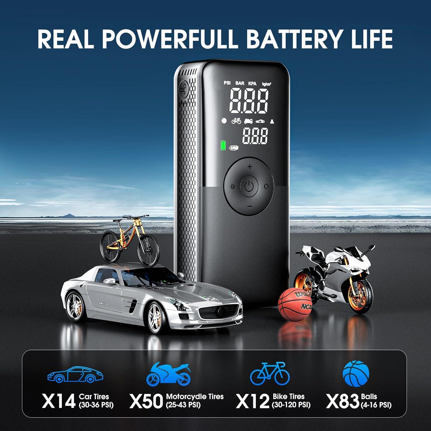 Compresor de Aire Portátil CARSUN 150PSI con Pantalla Digital