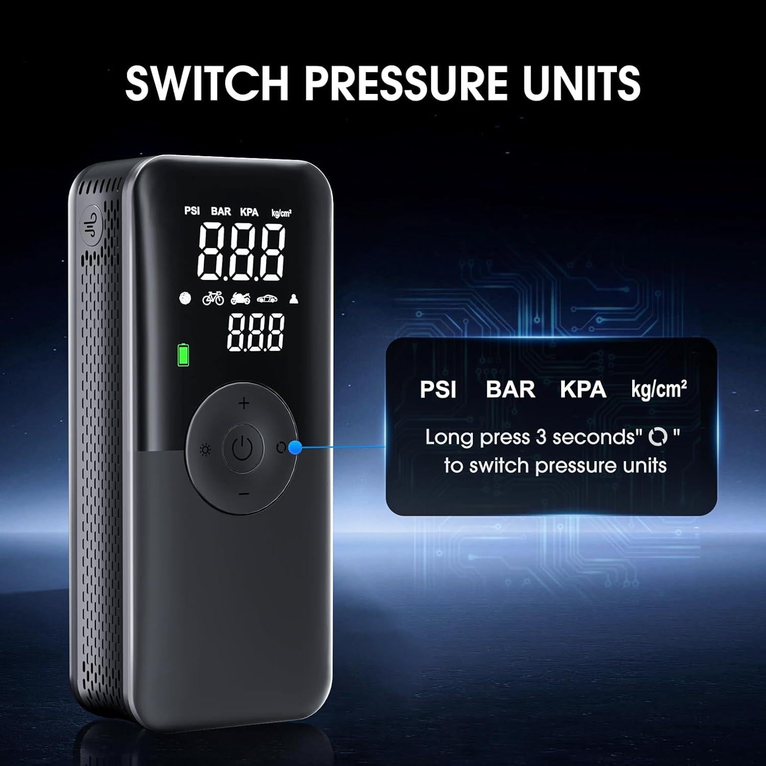 Compresor de Aire Portátil CARSUN 150PSI con Pantalla Digital