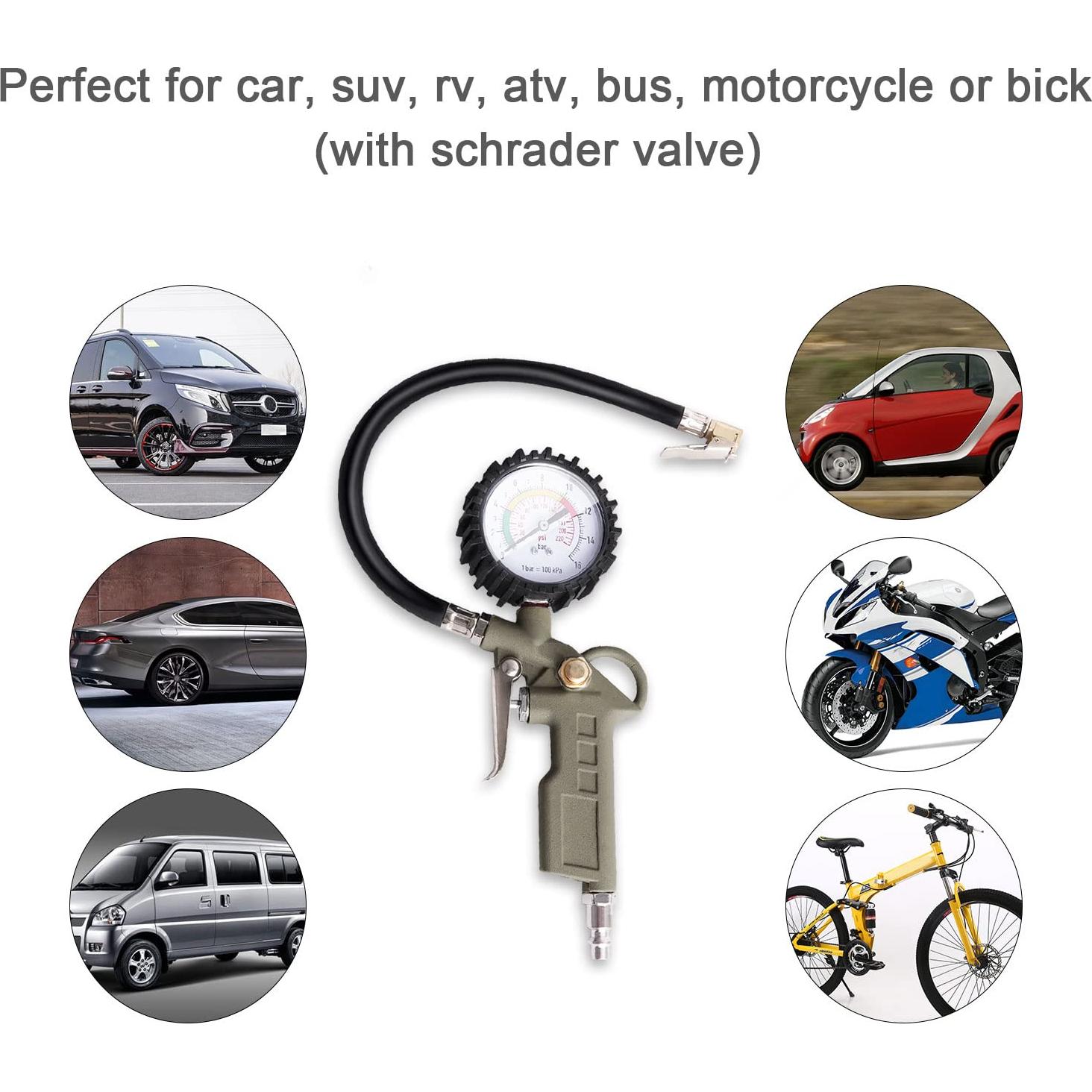 Inflador de Neumáticos con Manómetro LadFath 0-220 PSI