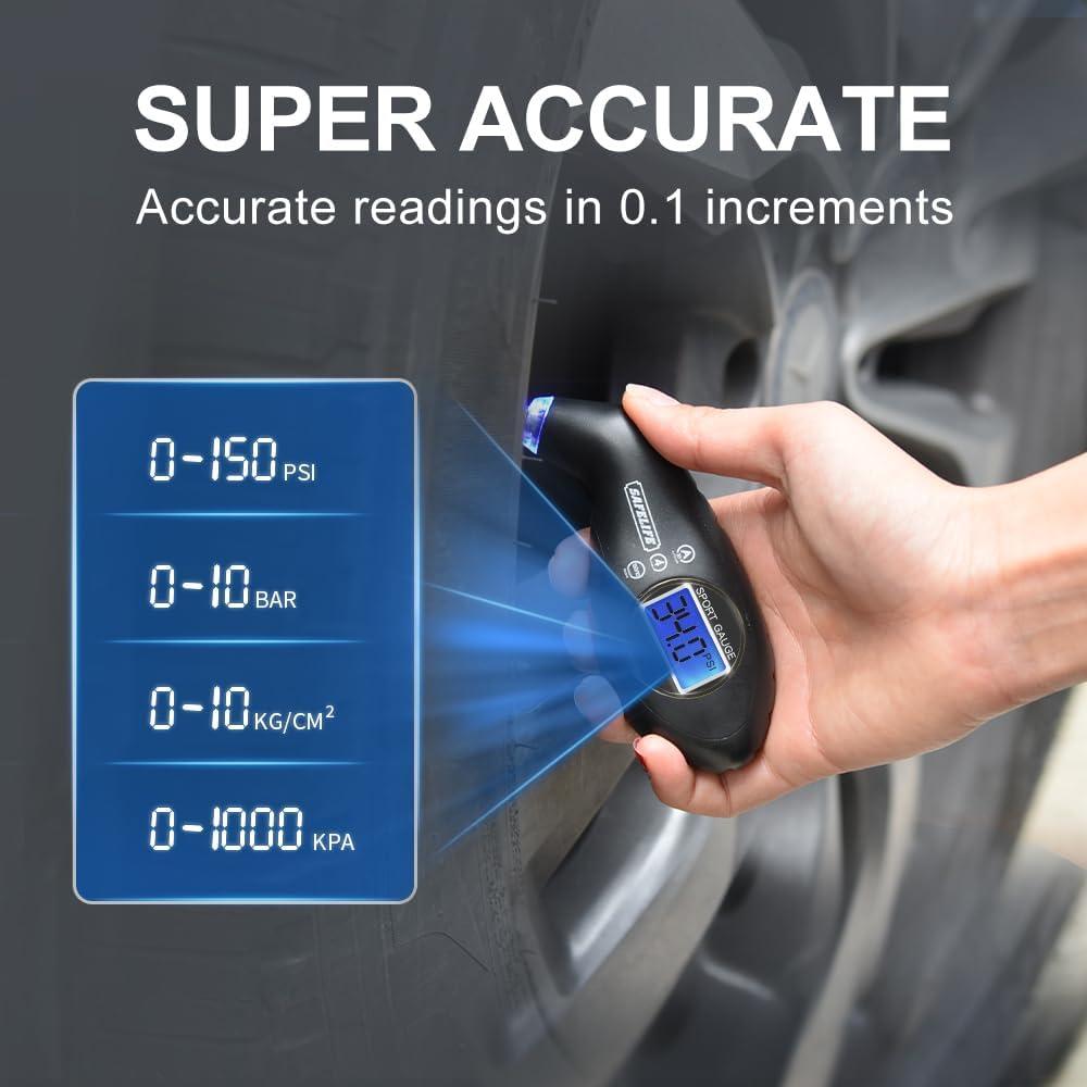 Medidor Digital de Presión de Neumáticos SAFELIFE 150 PSI LCD