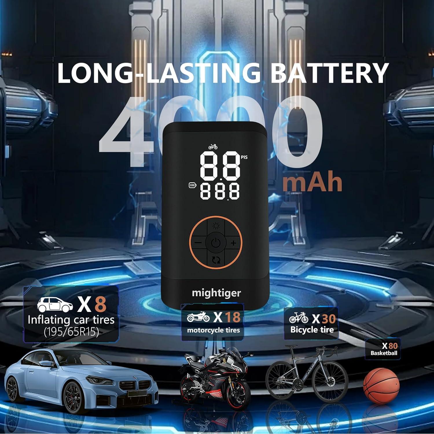 Compresor de Aire Portátil Mightiger 150 PSI Bomba Inalámbrica