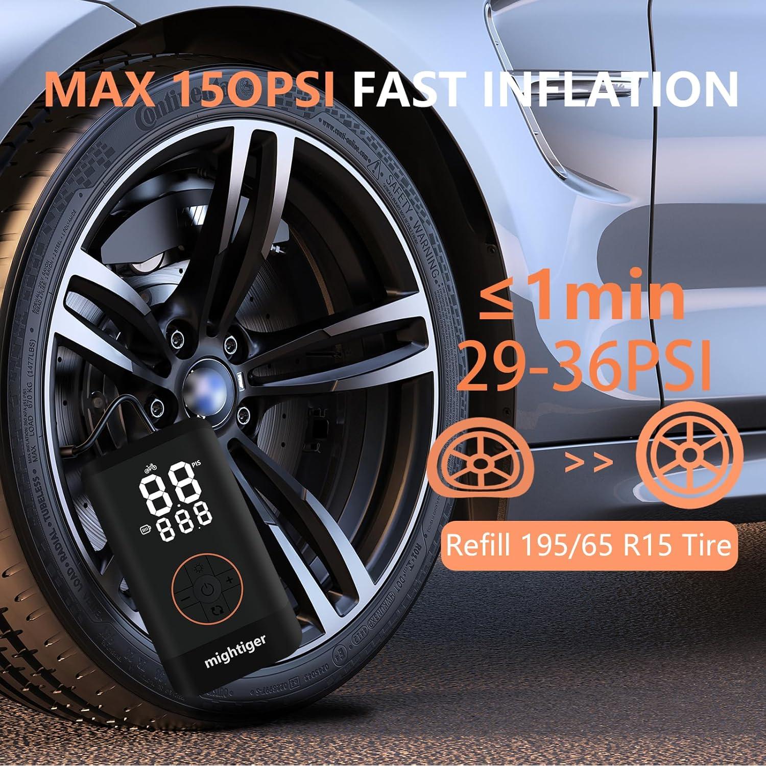 Compresor de Aire Portátil Mightiger 150 PSI Bomba Inalámbrica