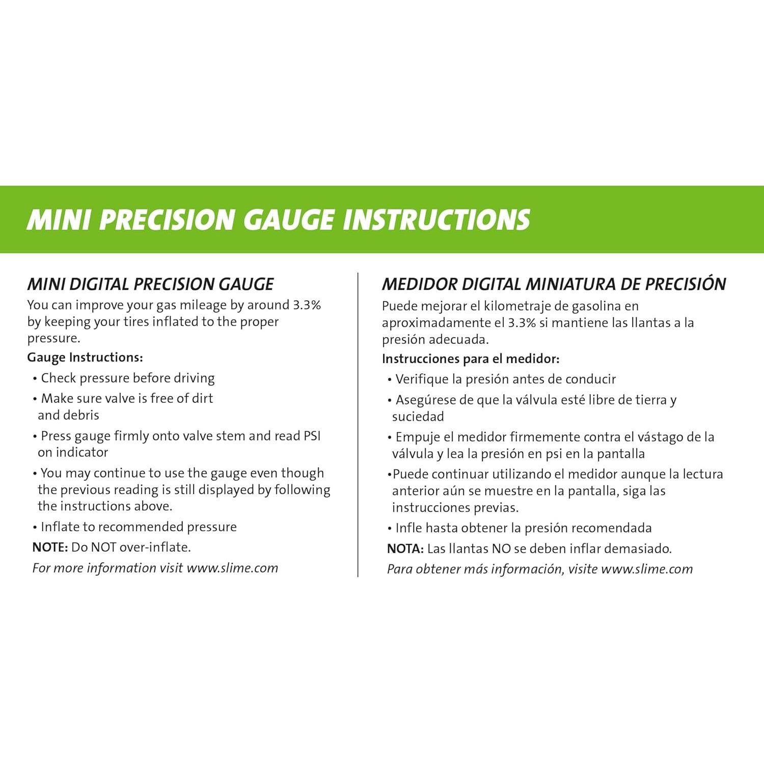 Medidor de Presión de Neumáticos Slime Pro-Series Mini Digital 0-6.89 bar
