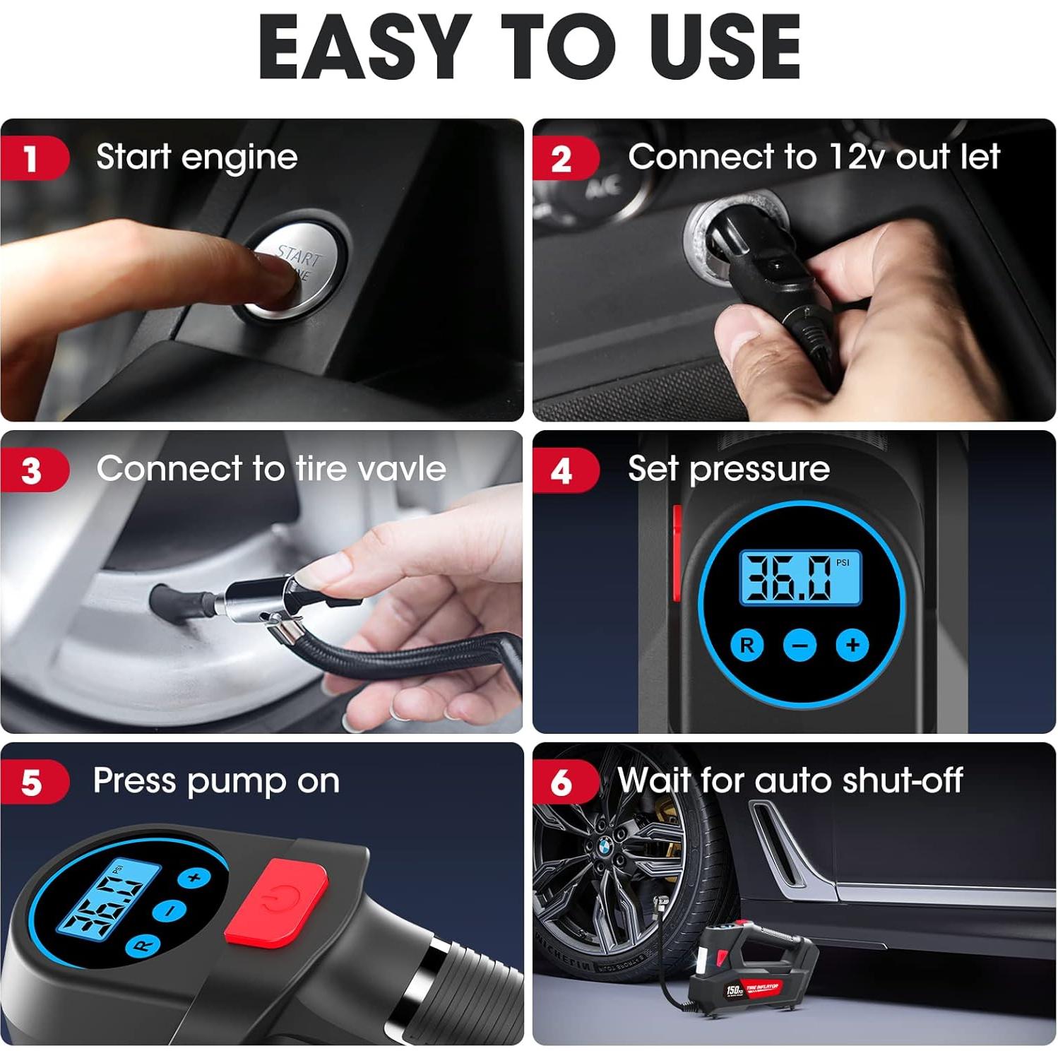 Compresor de Aire Portátil CARSUN C-2814-1 150 PSI Automático