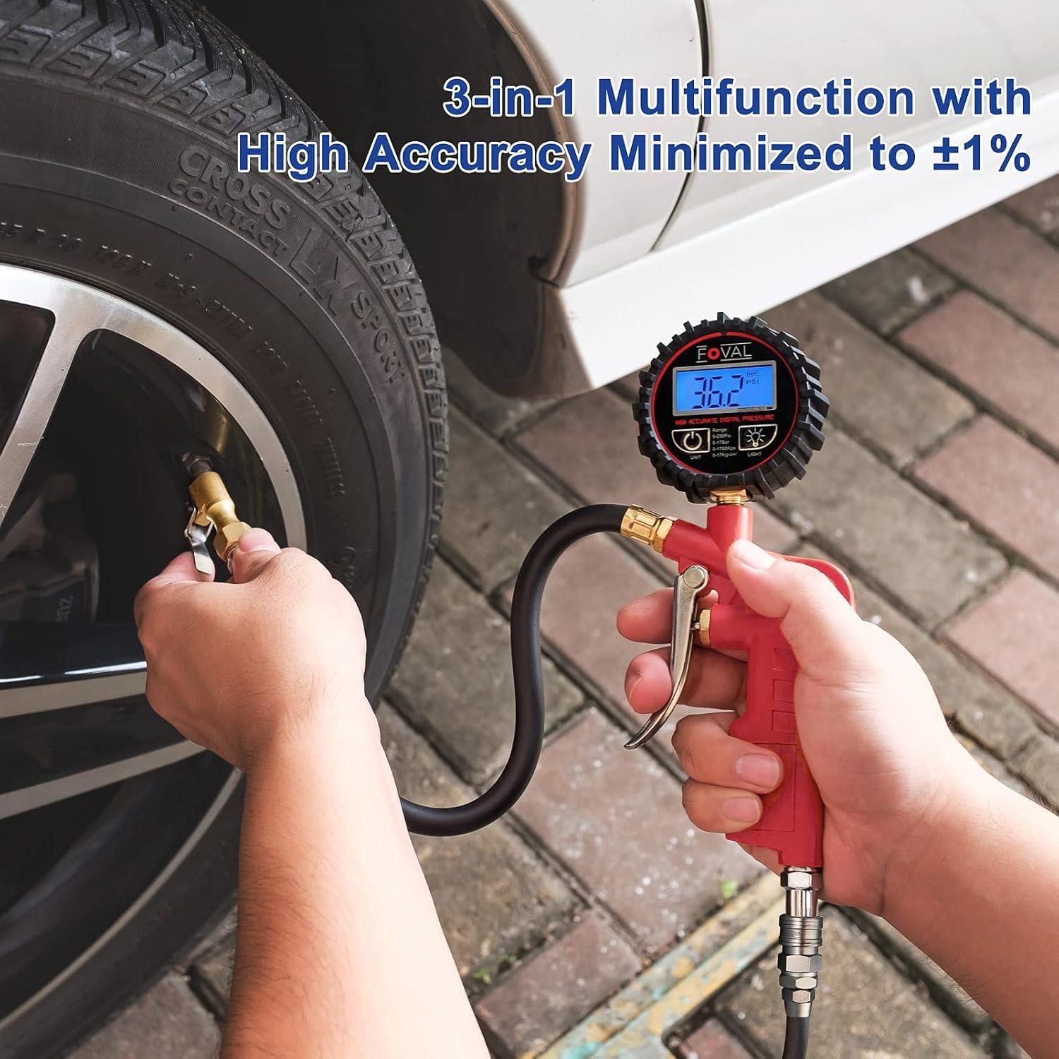 Inflador Digital de Neumáticos FOVAL con Manómetro 250 PSI