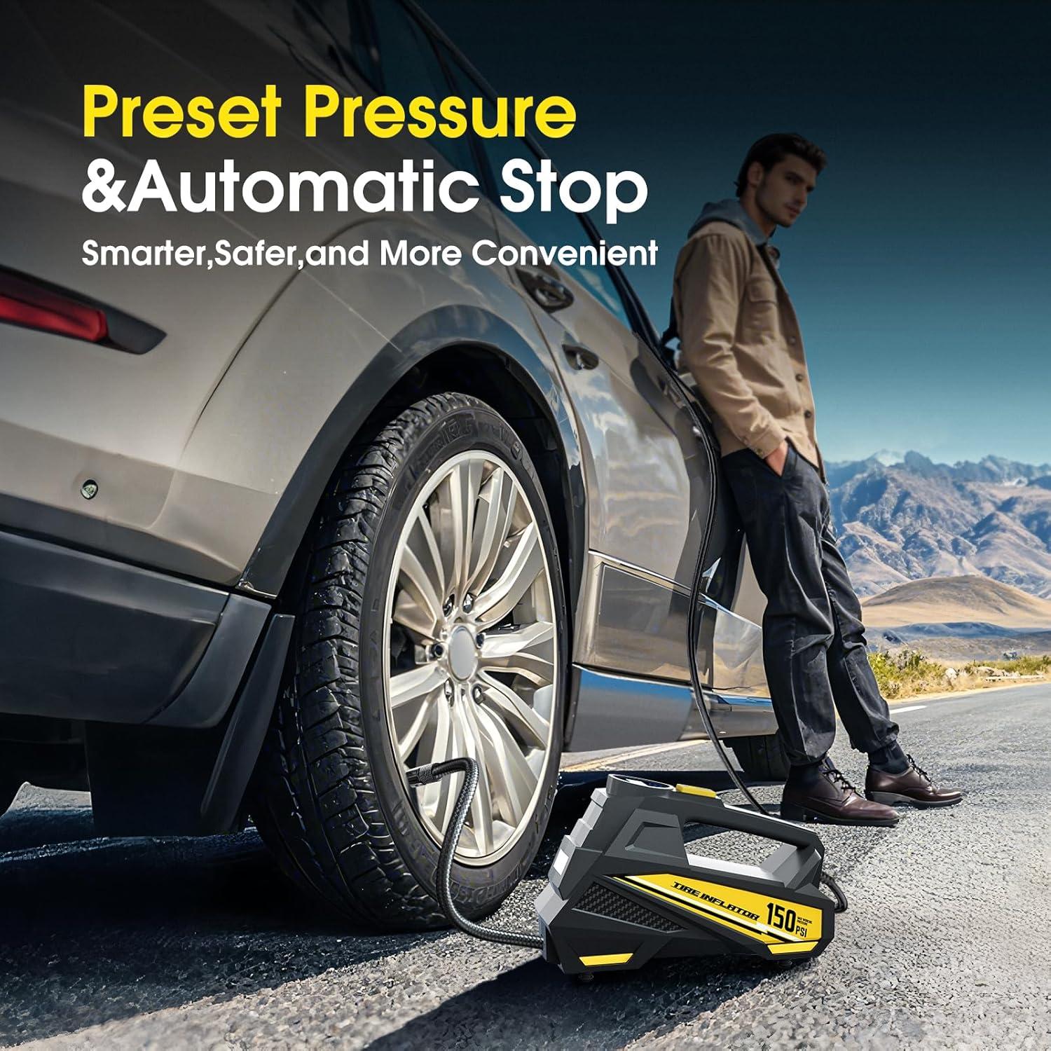 Compresor de Aire Portátil FLYKID C3012 150 PSI con Manómetro LCD