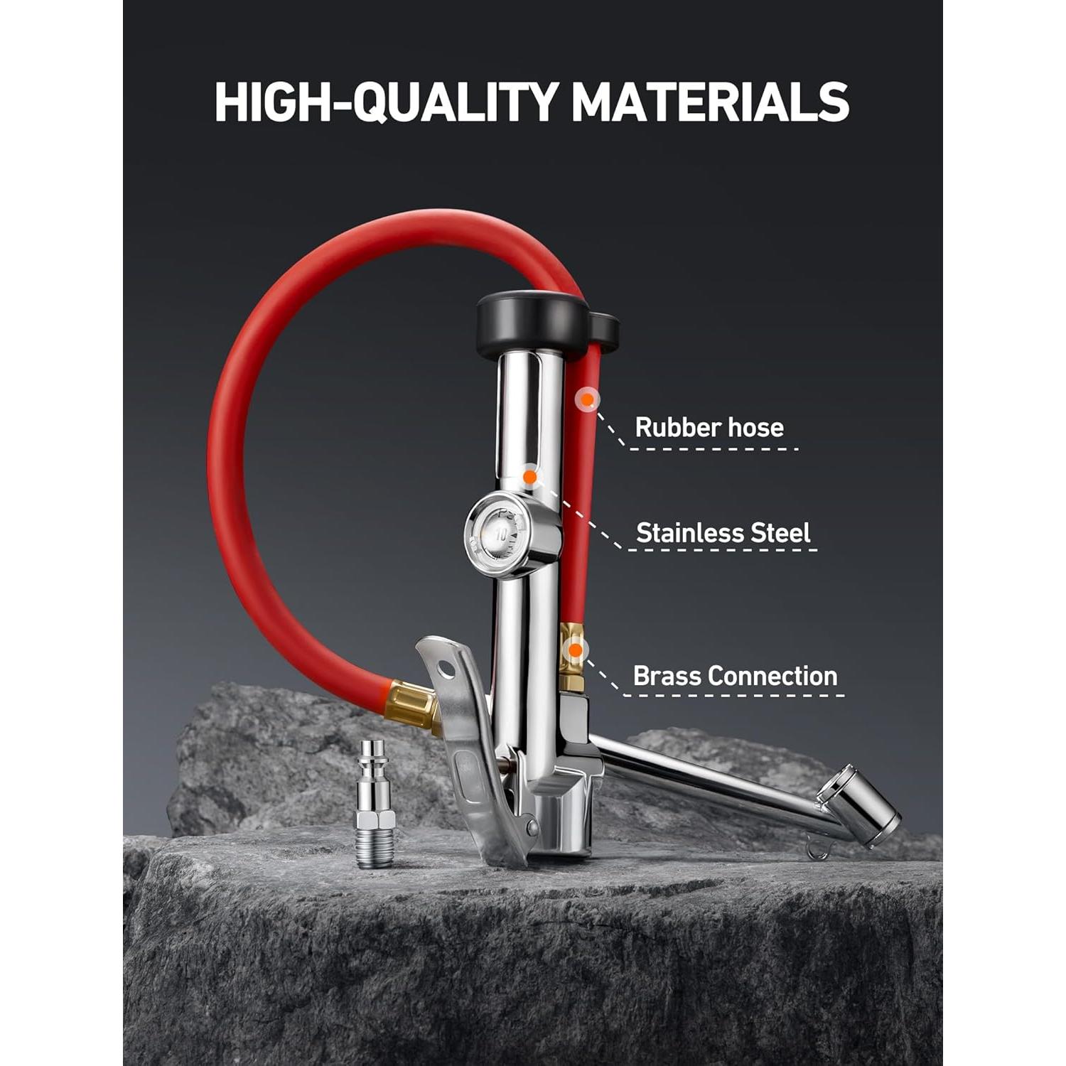 Manómetro de Presión de Neumáticos AstroAI 65 cm con Inflador