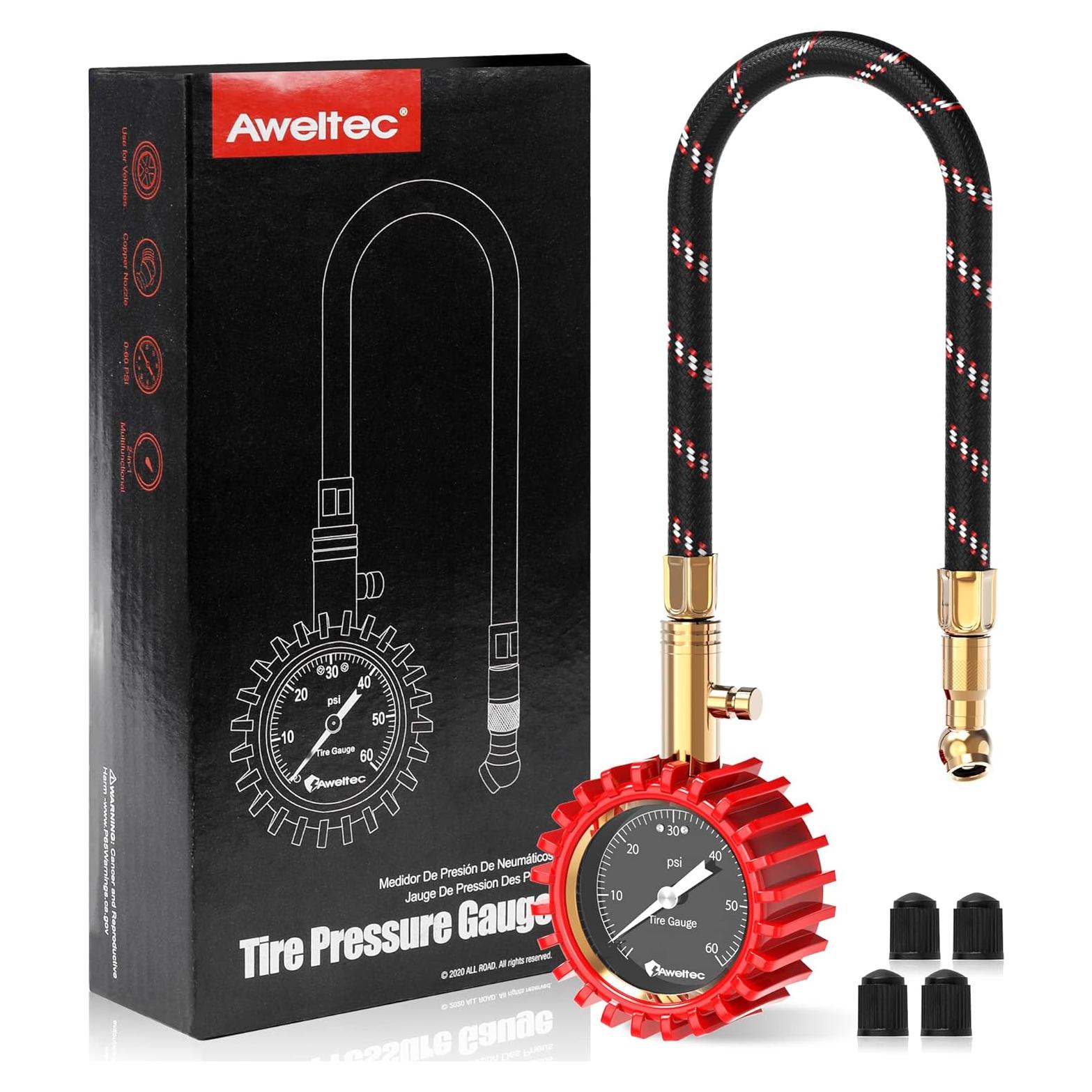 Manómetro de neumáticos AWELTEC 0-4.1 Bar con manguera