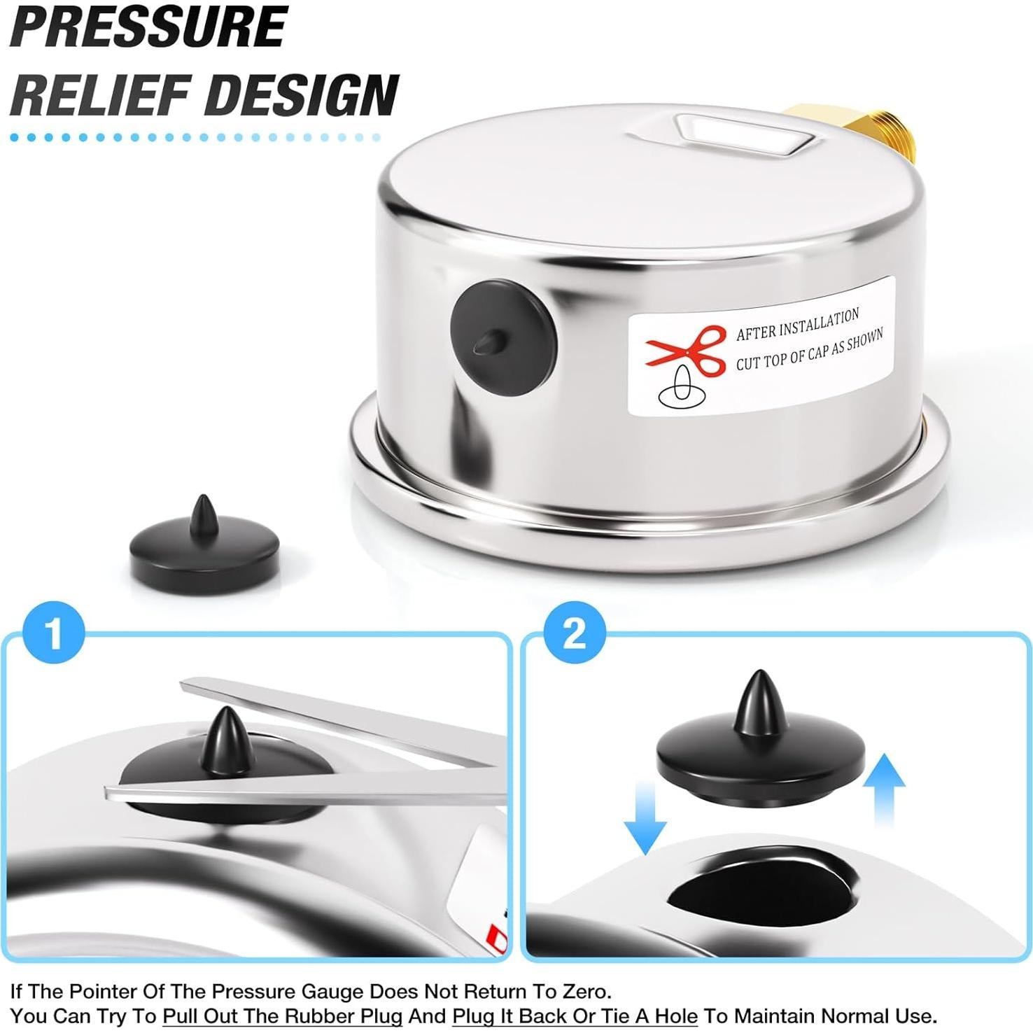 Manómetro de Presión Seco MEANLIN 0-15Psi Acero Inoxidable