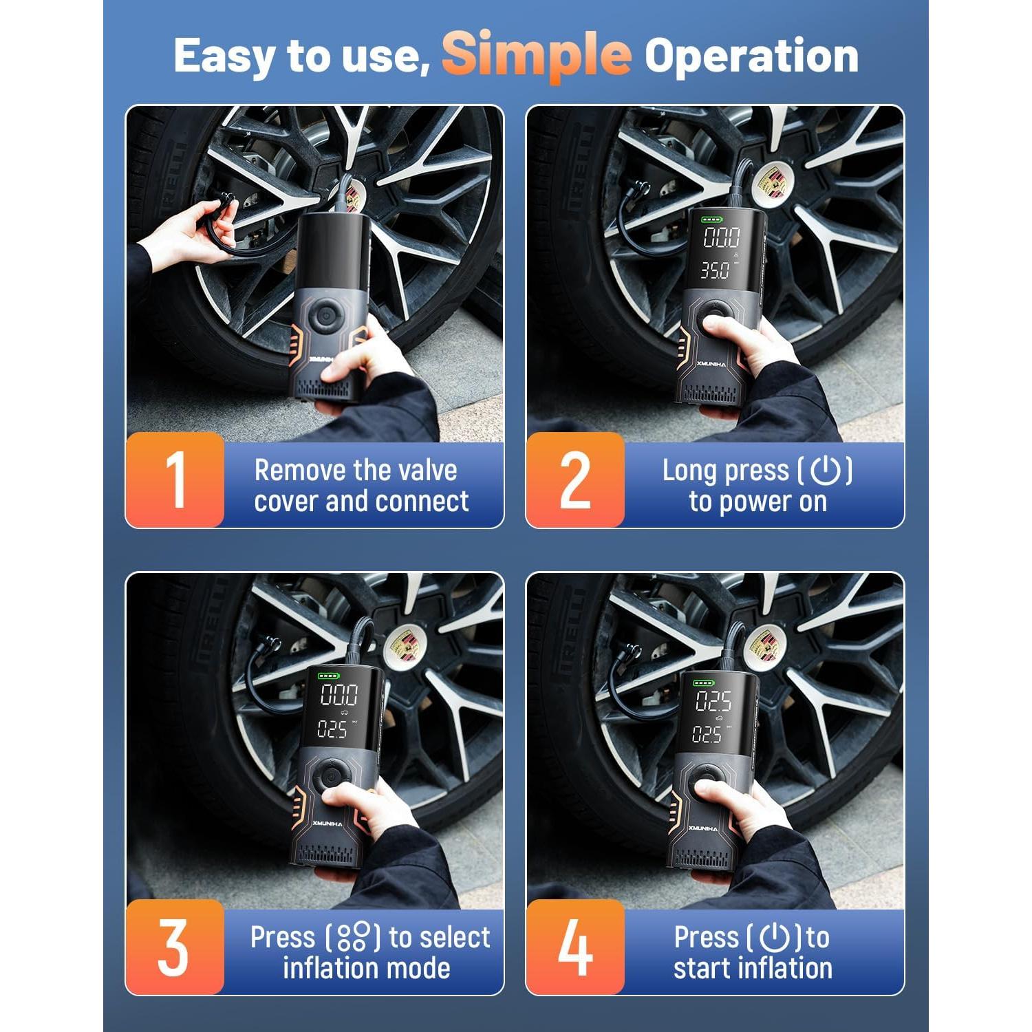 Compresor de Aire Portátil XMUNIHA HX02 10000mAh 150PSI
