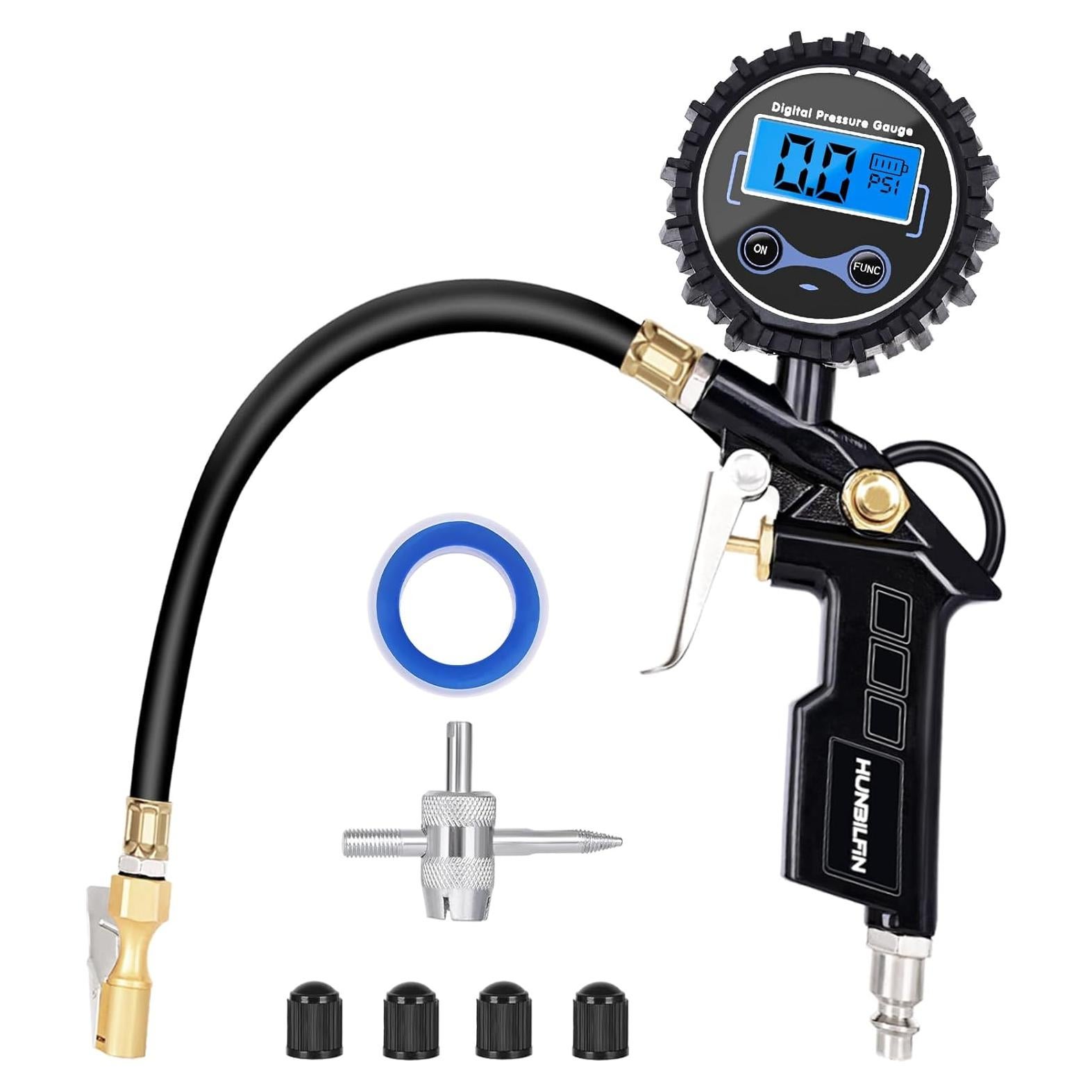 Manómetro Digital de Neumáticos HUNBILFIN 200 PSI con Inflador