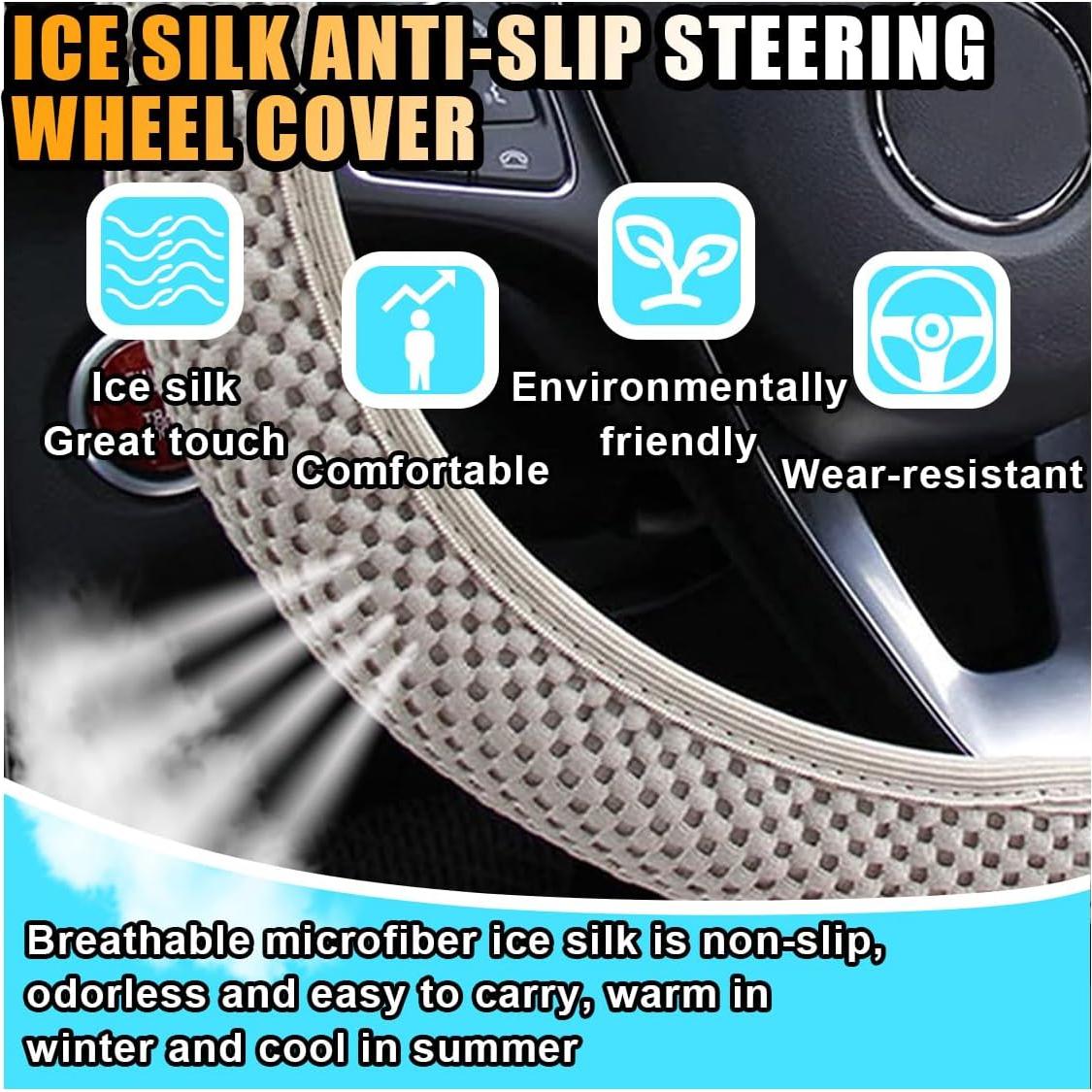 Cubierta de Volante Smilfuy 15 Pulgadas Microfibra Beige