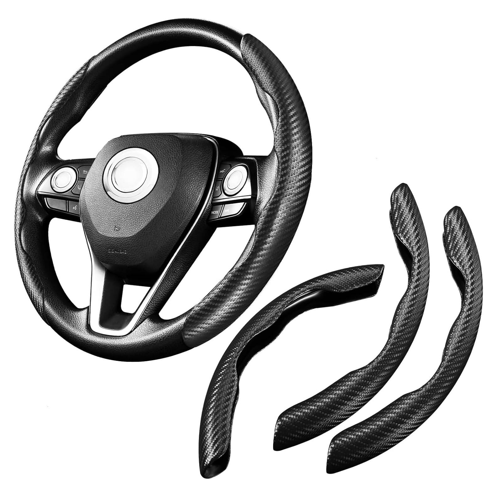 Cubierta de Volante WSSROGY 3 Piezas Antideslizante Negro