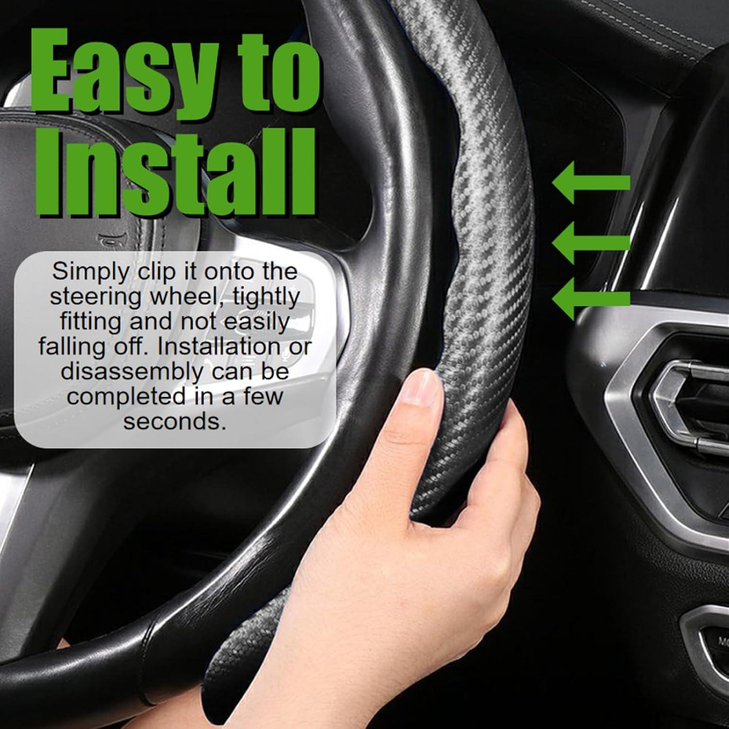 Cubierta de Volante WSSROGY 3 Piezas Antideslizante Negro