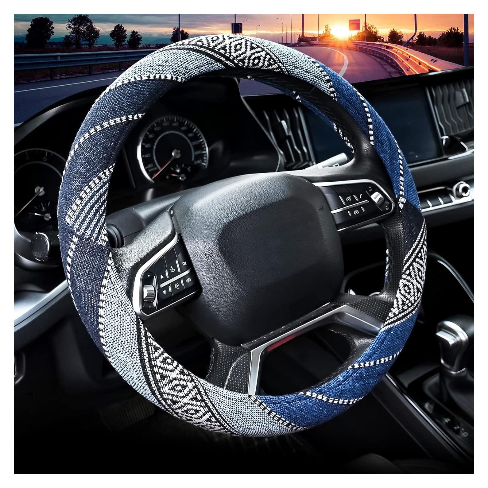 Cubierta de Volante de Tela Valleycomfy 15" Étnica Azul