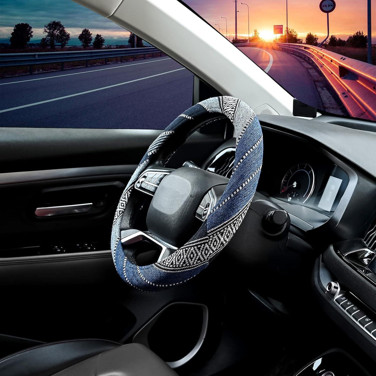 Cubierta de Volante de Tela Valleycomfy 15" Étnica Azul