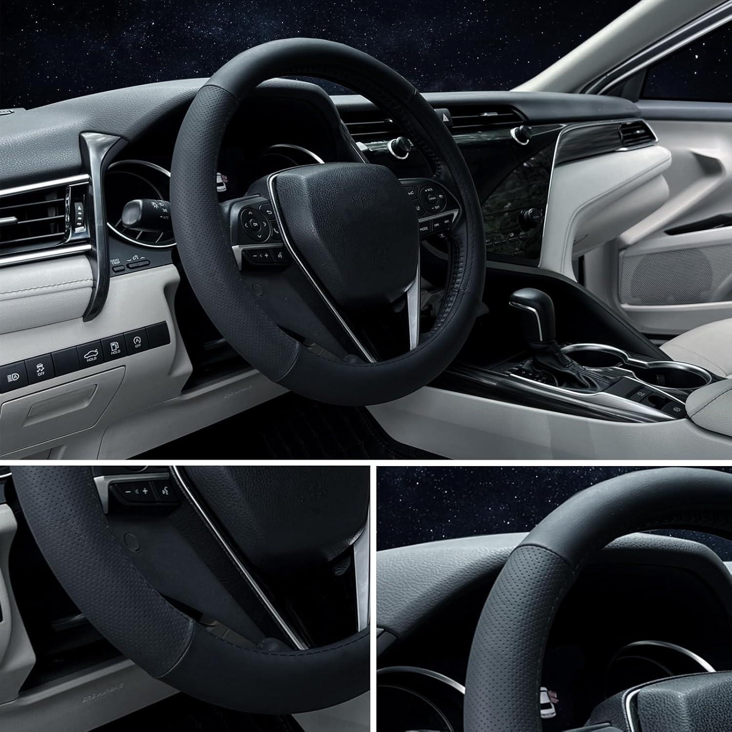 Funda de Volante Mihecor 38 cm Cuero Microfibra Antideslizante