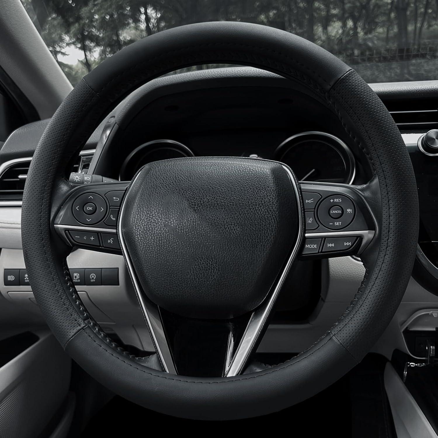 Funda de Volante Mihecor 38 cm Cuero Microfibra Antideslizante