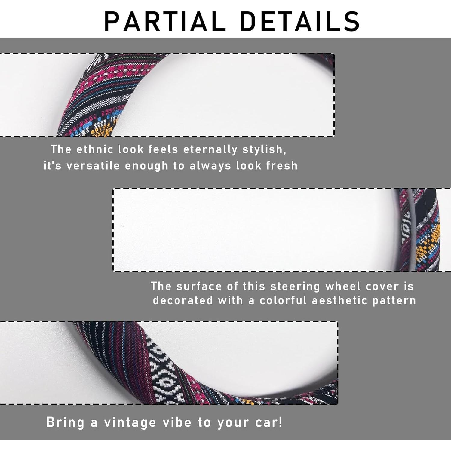 Funda de Volante Boho Povtii 38.1 cm Antideslizante Étnica