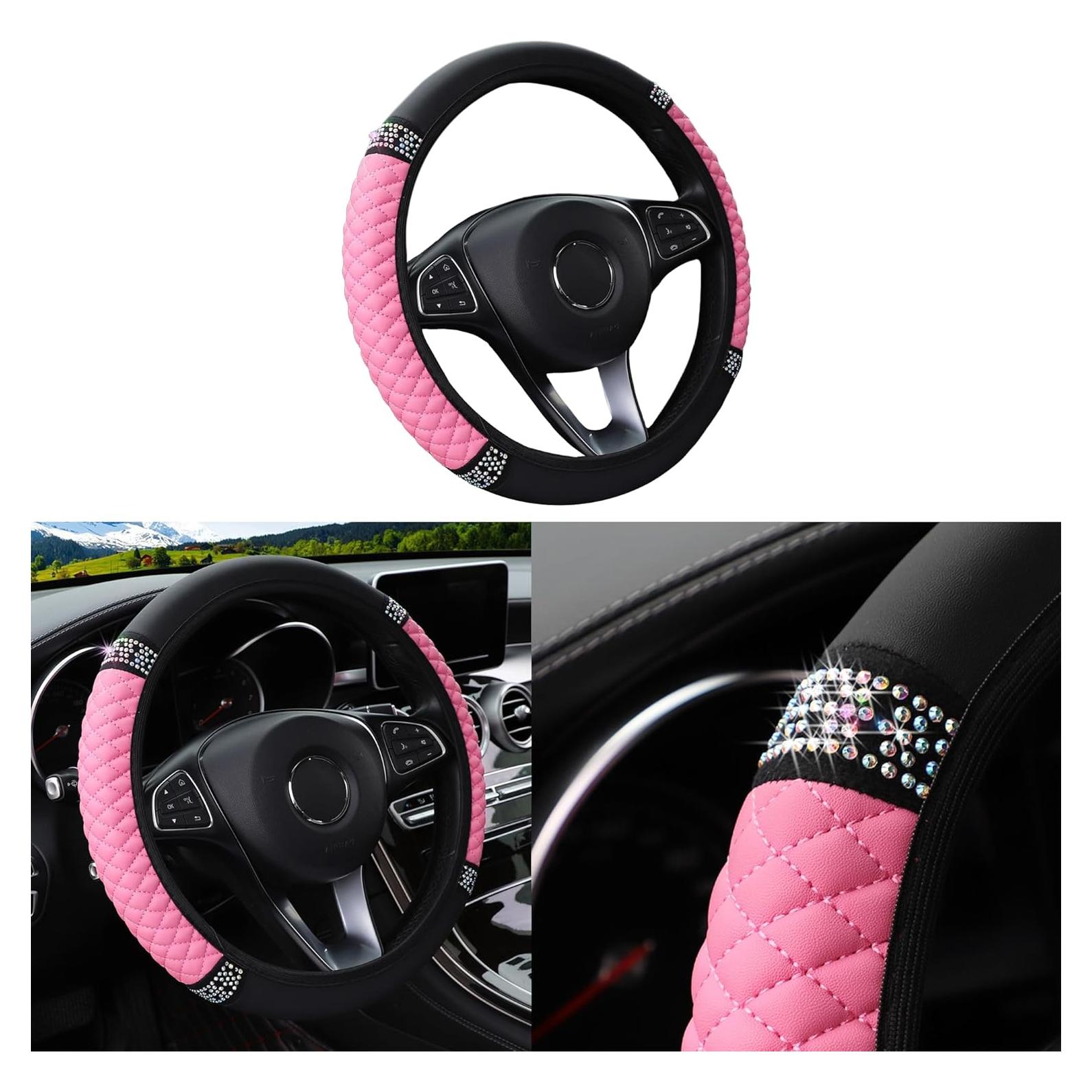 Cubierta de Volante de Coche Brillante Couslcd Rosa 38 cm