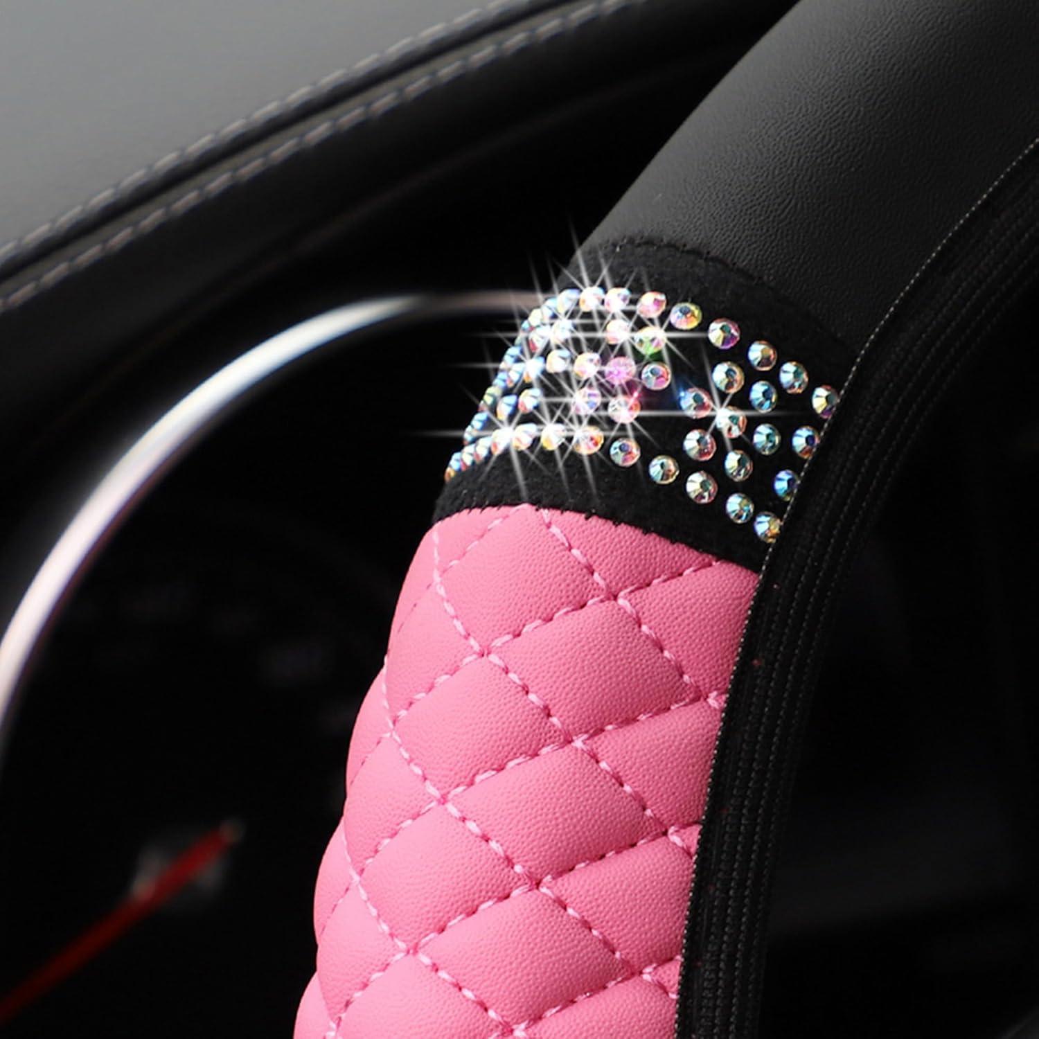 Cubierta de Volante de Coche Brillante Couslcd Rosa 38 cm