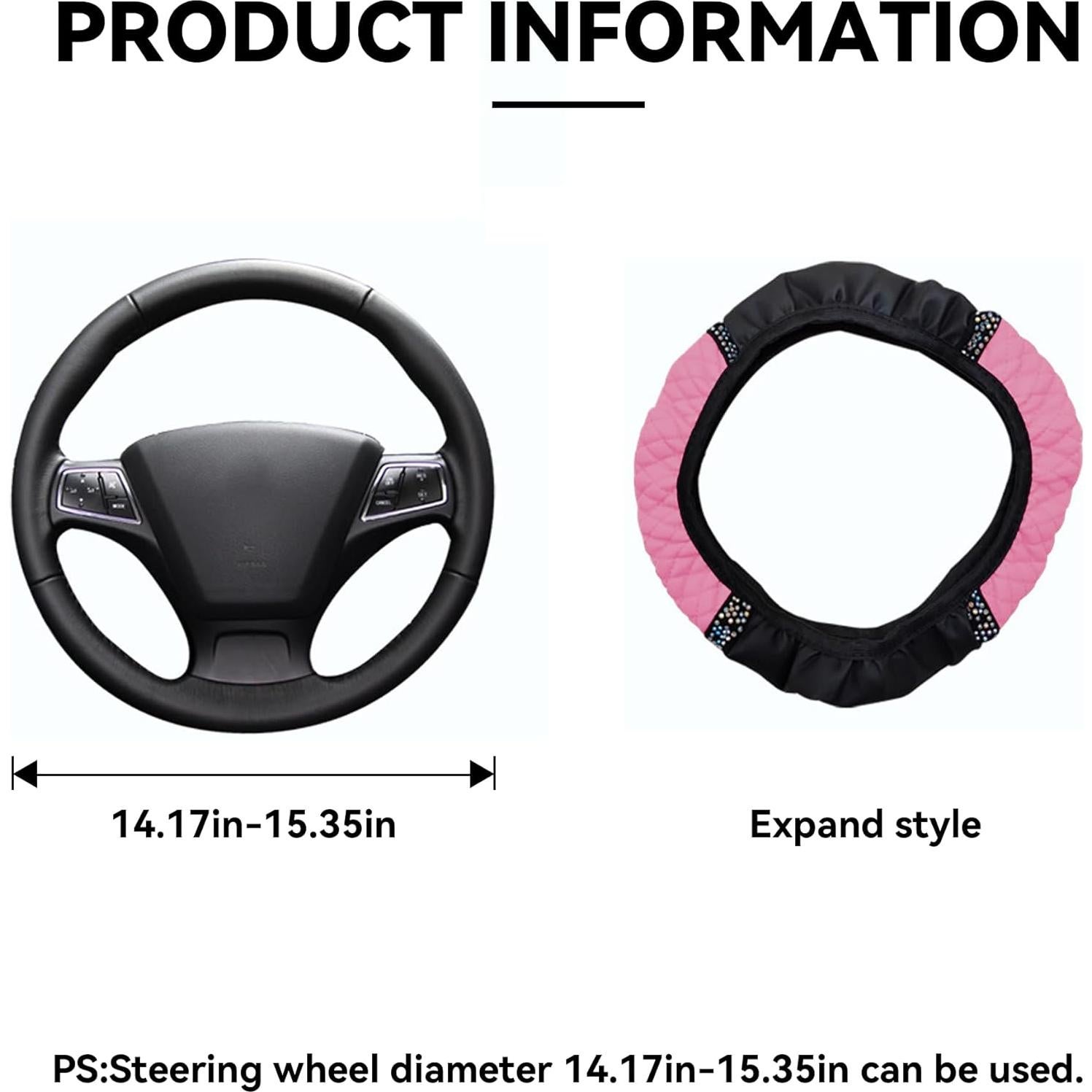 Cubierta de Volante de Coche Brillante Couslcd Rosa 38 cm