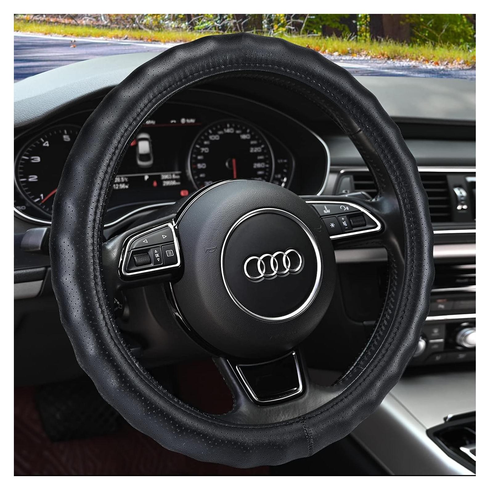 Cubierta de Volante de Cuero Genuino HAOKAY 37-38.5cm Negra