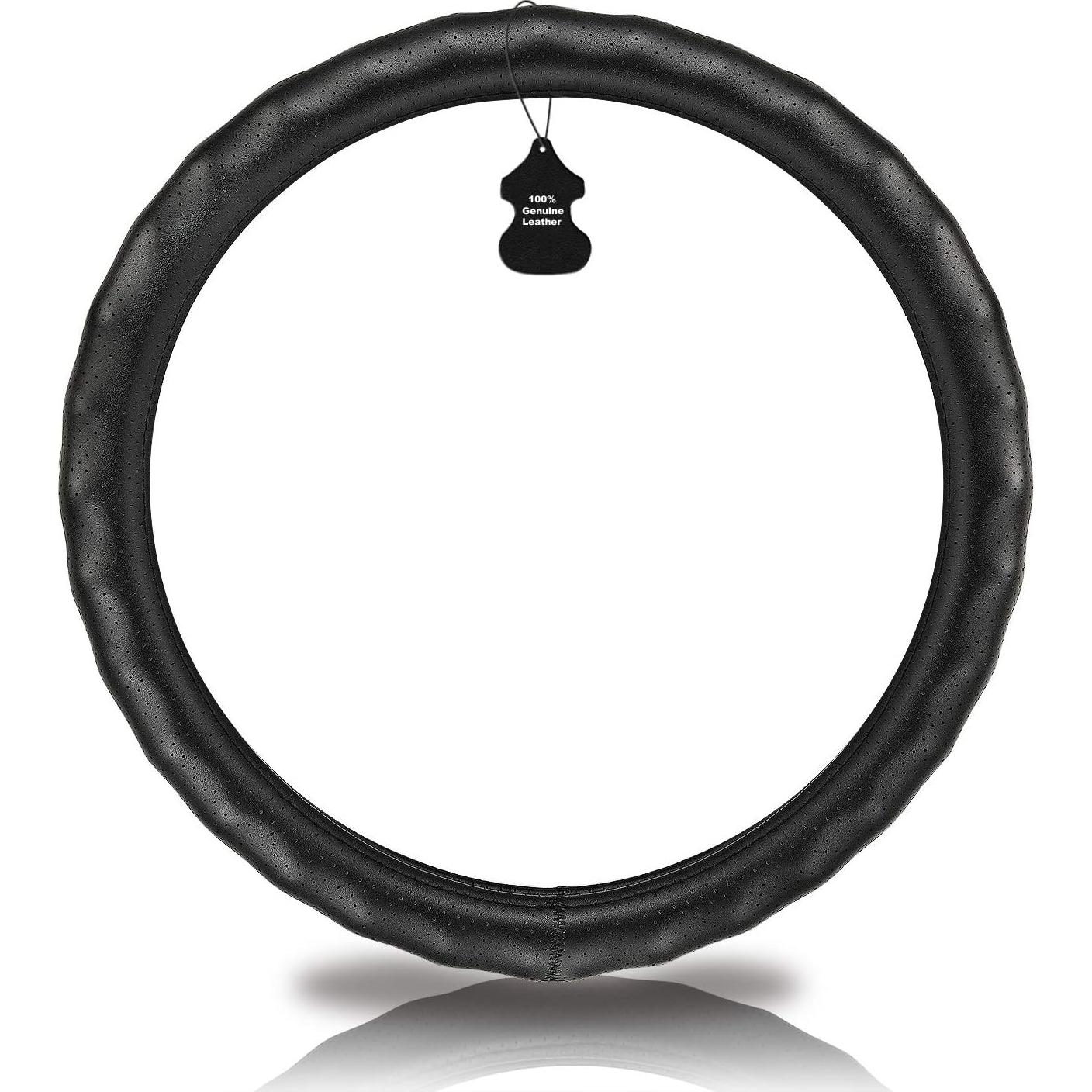 Cubierta de Volante de Cuero Genuino HAOKAY 37-38.5cm Negra