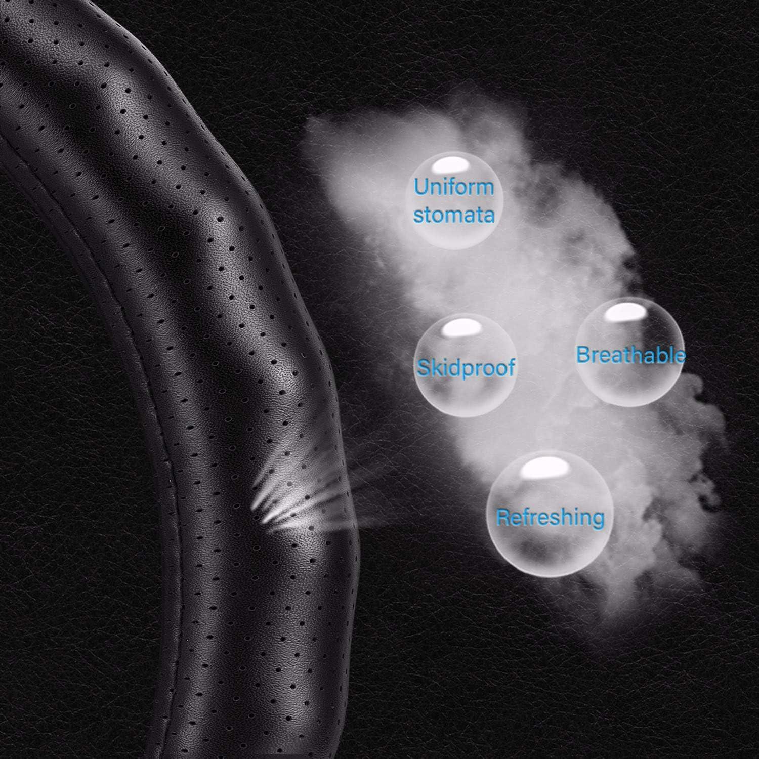 Cubierta de Volante de Cuero Genuino HAOKAY 37-38.5cm Negra