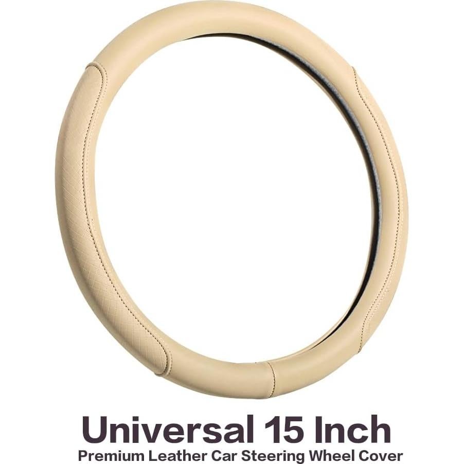 Cubierta de Volante de Cuero Microfibra VARGTR 15 Pulgadas Beige