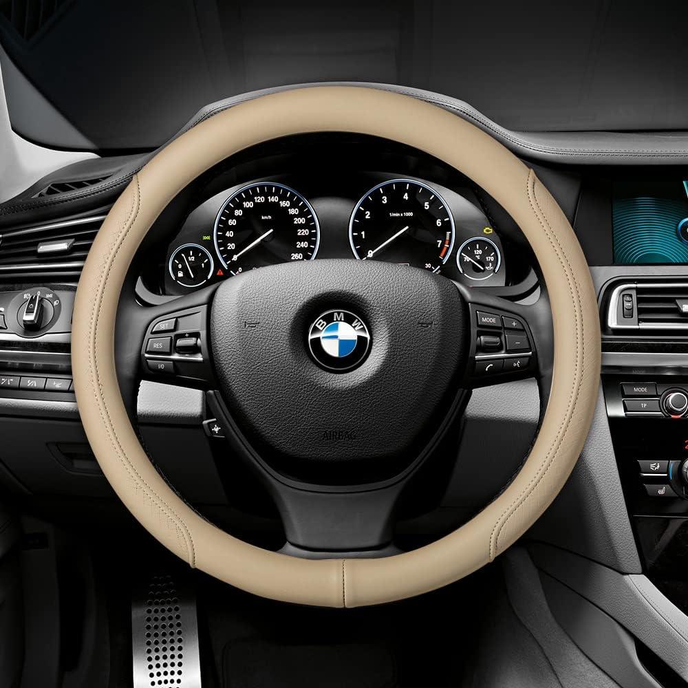 Cubierta de Volante de Cuero Microfibra VARGTR 15 Pulgadas Beige