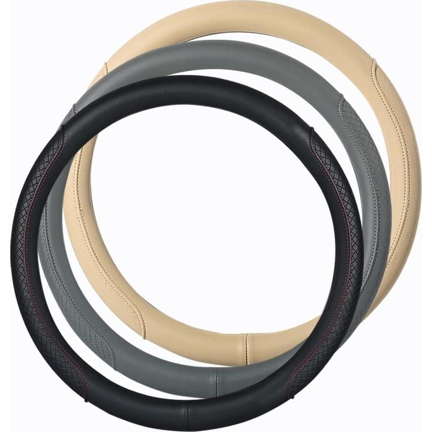 Cubierta de Volante de Cuero Microfibra VARGTR 15 Pulgadas Beige