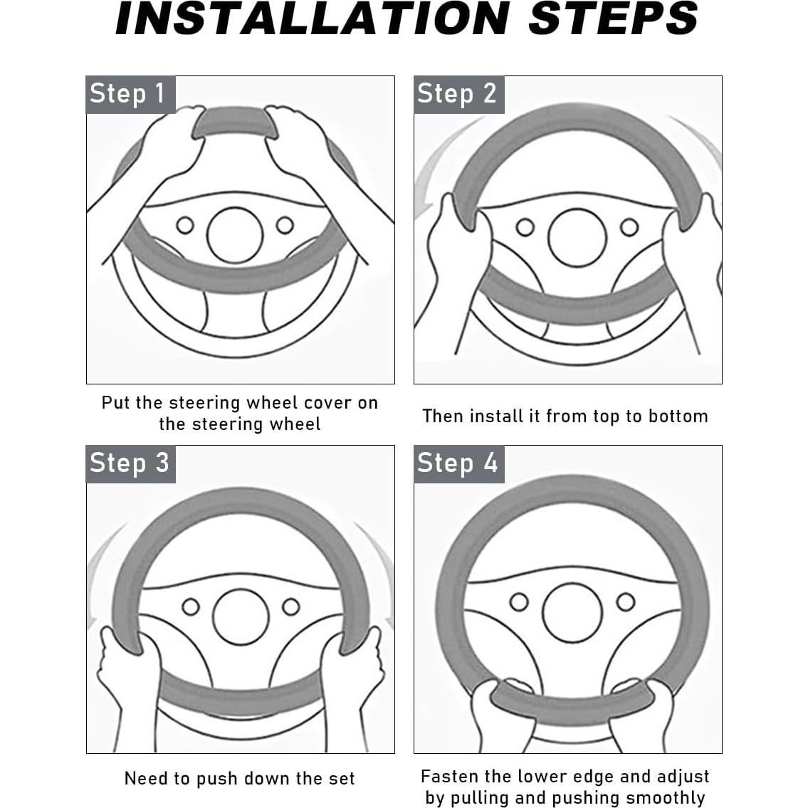 Cubierta de Volante de Coche DXNQ 15 Pulgadas Antideslizante Negra