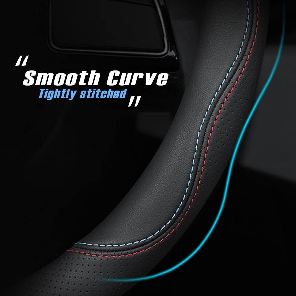 Cubierta de volante de coche HAOTULE cuero Nappa 37-38.5 cm negra