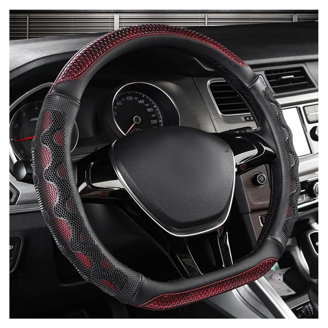 Funda de Volante de Coche DXNQ 3D Antideslizante Rojo 37-38 cm